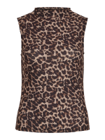 VILA <BR><BR> VILEOA FUNNEL NECK TOP - BLACK / ANIMAL PRINT