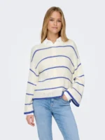 PULLOVER ONLY - ONLGEENA 7/8 STRIPE O-NECK - Loose Fit