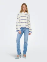 PULLOVER ONLY - ONLGEENA 7/8 STRIPE O-NECK - Loose Fit - Image 3