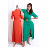 VESTIDO CAMISEIRO - LARANJA / VERDE CAFOFO