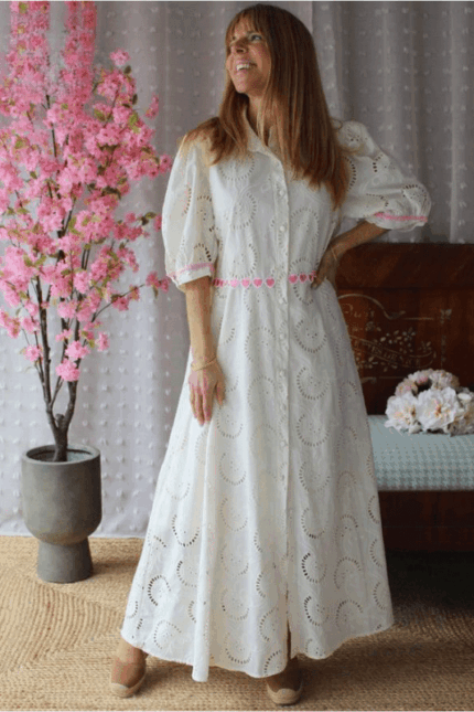 VESTIDO COMPRIDO BRANCO TRABALHADO MARIA CATITA - TAM U
