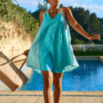 TROPICAL BRASIL  <BR><BR> VESTIDO PREMIUM CURTO ANIMAL PRINT AZUL TAM U