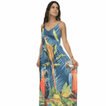 VESTIDO PREMIUM MULTICOR COMPRIDO TROPICAL BRASIL - TAM U