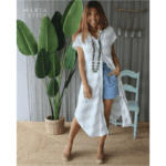 VESTIDO TÚNICA BRANCO COM DETALHES AZUIS MARIA CATITA - TAM U