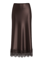 VILA <BR><BR> VIELLETTE HW ANKLE LACE SKIRT - COFFEE BEAN