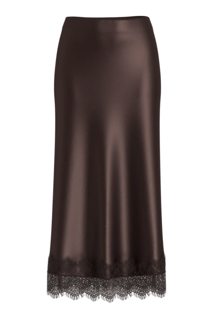 VILA <BR><BR> VIELLETTE HW ANKLE LACE SKIRT - COFFEE BEAN