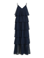 VILA <BR><BR>VIHARLEY RUFFLE MAXI DRESS - Regular Fit - BLUE NAVY