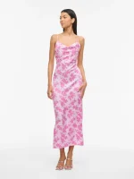 VILA <BR><BR> VIRAVENNA STRAP ANKLE DRESS - BLACK / CABERNET / WINSOME ORCHID SMALL FLOWERS - Image 10