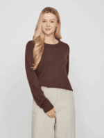 VILA <BR><BR> PULLOVER VIRIL O-NECK - BLACK / WHITE / COFFEE BEAN - Image 11
