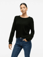 VILA <BR><BR> PULLOVER VIRIL O-NECK - BLACK / WHITE / COFFEE BEAN - Image 7