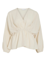 VILA <BR><BR> VISELIA V-NECK PEPLUM TOP BIRCH / ATLANTIC DEEP - Image 2