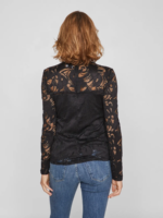 VILA <BR><BR> VISTASIA LACE SHIRT BLACK / WHITE - Image 6