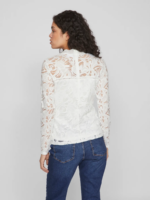 VILA <BR><BR> VISTASIA LACE SHIRT BLACK / WHITE - Image 4