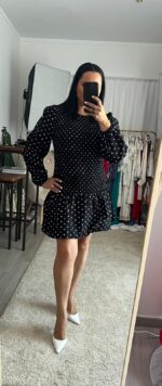 VILA <BR><BR> VIFENEKA SMOCK DRESS - POLKA DOTS - BLACK AND WHITE - Image 3