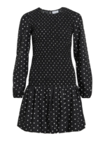 VILA <BR><BR> VIFENEKA SMOCK DRESS - POLKA DOTS - BLACK AND WHITE
