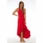 VESTIDO VERMELHO ASSIMÉTRICO TROPICAL BRASIL - TAM U