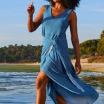 VESTIDO TRAÇADO AZUL COM BOLAS TROPICAL BRASIL - TAM U