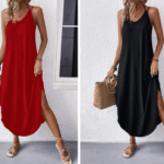 ELLA BY TAM <BR><BR> VESTIDO ALÇAS PRETO / VERMELHO