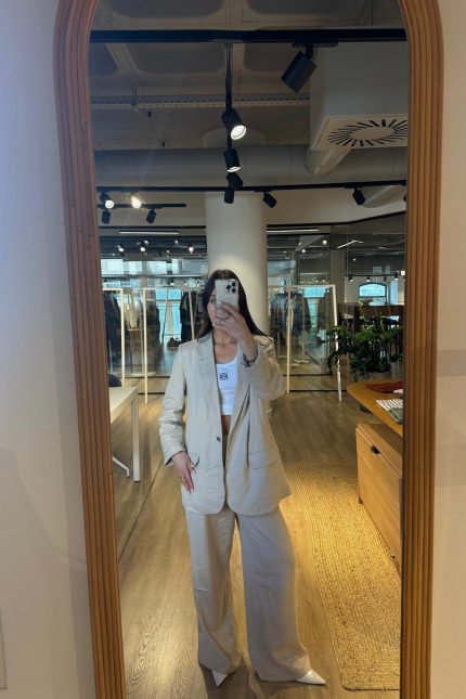 VILA <BR><BR> VIJOLANDA HW BLEND PANTS - LINHO CRU