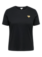 CARMAKOMA <BR><BR> CARKITA LOGO T-SHIRT Black GOLD GLITTER HEART / Cloud Dancer GOLD GLITTER HEART - Image 7