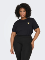 CARMAKOMA <BR><BR> CARKITA LOGO T-SHIRT Black GOLD GLITTER HEART / Cloud Dancer GOLD GLITTER HEART - Image 6