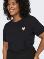 CARMAKOMA <BR><BR> CARKITA LOGO T-SHIRT Black GOLD GLITTER HEART / Cloud Dancer GOLD GLITTER HEART - Image 5
