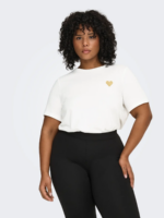 CARMAKOMA <BR><BR> CARKITA LOGO T-SHIRT Black GOLD GLITTER HEART / Cloud Dancer GOLD GLITTER HEART - Image 2