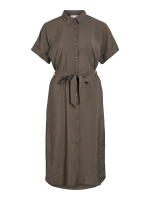 VILA <BR><BR>VIHULA MIDI SHIRT DRESS BLACK BEAUTY / FALCON - Image 4