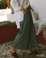 MAÏTTÈ <BR><BR>CALÇA VERDE COM CINTO - TAM U - Image 2