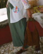 MAÏTTÈ <BR><BR>CALÇA VERDE COM CINTO - TAM U - Image 6