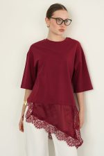 ELLA BY TAM <BR><BR> ELEGANT BURGUNDY BLOUSE - Image 5