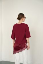 ELLA BY TAM <BR><BR> ELEGANT BURGUNDY BLOUSE - Image 2