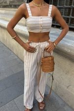 ELLA BY TAM <BR><BR> ELEGANT SET STRIPES BEGE - Image 3