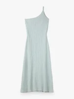 BALMOHK <BR><BR> ASYMETRIC MIDI DRESS TEXTURE LIGHT BLUE / BLAZING YELLOW - Image 4