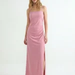 BALMOHK <BR><BR> MIDI DRESS STRAPS CHOCOLATE / LIGHT PINK