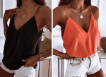 ELLA BY TAM <BR><BR>TOP ALÇAS PRETO / LARANJA