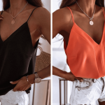 ELLA BY TAM <BR><BR>TOP ALÇAS PRETO / LARANJA