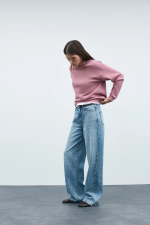 VILA <BR><BR> VIFREYA JAF HW WIDE JEANS LIGHT DENIM BLUE / CLOUD DANCER