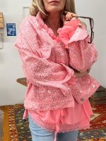 MAÏTTÈ <BR><BR> BLUSÃO COM LANTEJOULAS ROSA  - TAM U - Image 2