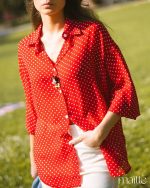 MAÏTTÈ <BR><BR> CAMISA POLKA DOTS VERMELHO E BRANCO - TAM U