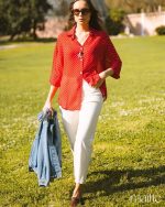 MAÏTTÈ <BR><BR> CAMISA POLKA DOTS VERMELHO E BRANCO - TAM U - Image 4