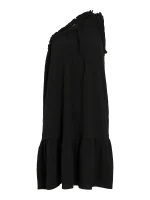 VILA <BR><BR>VISERINO ONE SHOULDER SHORT DRESS BLACK