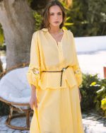 MAÏTTÈ <BR><BR> CAMISA AMARELO COM CINTO  - TAM U - Image 11