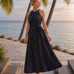 ELLA BY TAM <BR><BR>VESTIDO BOHO-CHIC POLKA DOTS PRETO