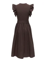 ONLY <BR><BR> ONLAVALORA LONG BELT DRESS CLOUD DANCER / BLACK COFFEE - Image 11