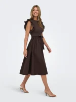 ONLY <BR><BR> ONLAVALORA LONG BELT DRESS CLOUD DANCER / BLACK COFFEE - Image 10