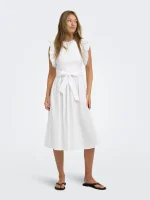 ONLY <BR><BR> ONLAVALORA LONG BELT DRESS CLOUD DANCER / BLACK COFFEE - Image 3