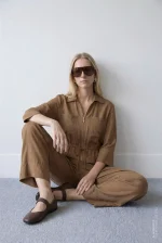 VILA <BR><BR>VIJOBBA V-NECK ZIPPER TOP NUTHATCH - Image 5