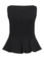 VILA <BR><BR>VIMASTRIBA HW BOAT NECK TOP BLACK BEAUTY PINSTRIPE - Image 4