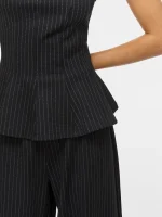 VILA <BR><BR>VIMASTRIBA HW BOAT NECK TOP BLACK BEAUTY PINSTRIPE - Image 2